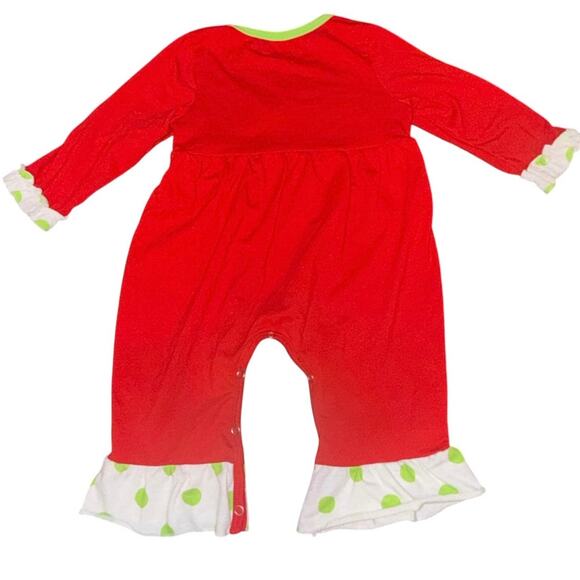 Boutique Grinch & Cindy Lou Who Christmas Romper 12–18M | One Piece Snaps | GUC - Picture 8 of 10